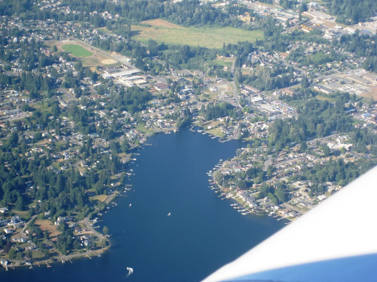 Aerial view of Lake Stevens and surrounding neighborhoods
